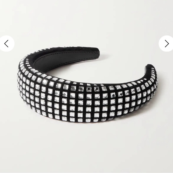 BURBERRY crystal Embellished velvet headband black
